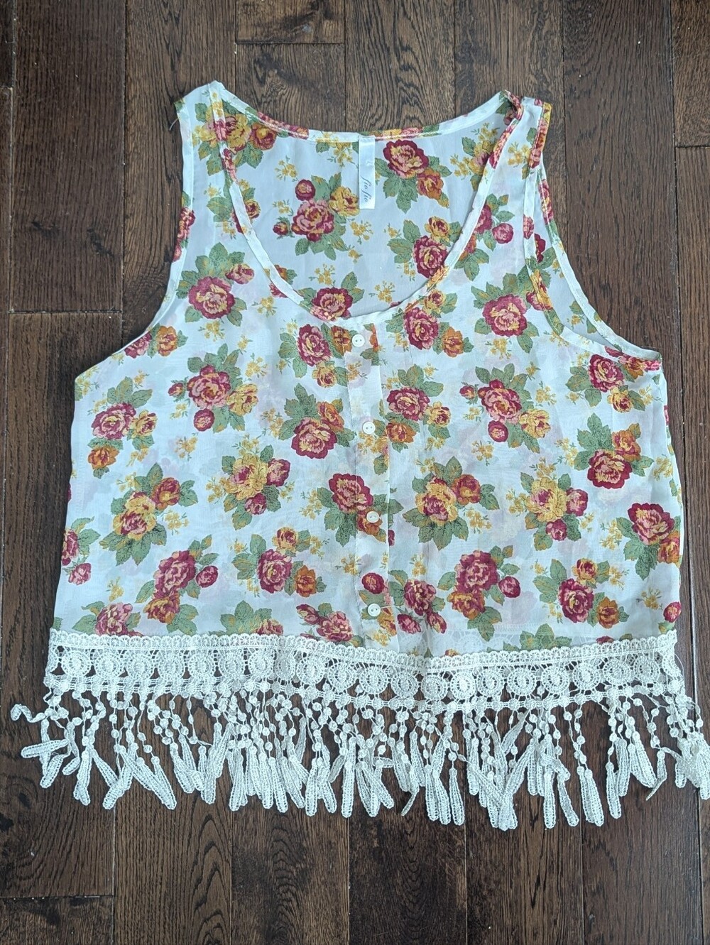 Floral Tank top with fringe bottom